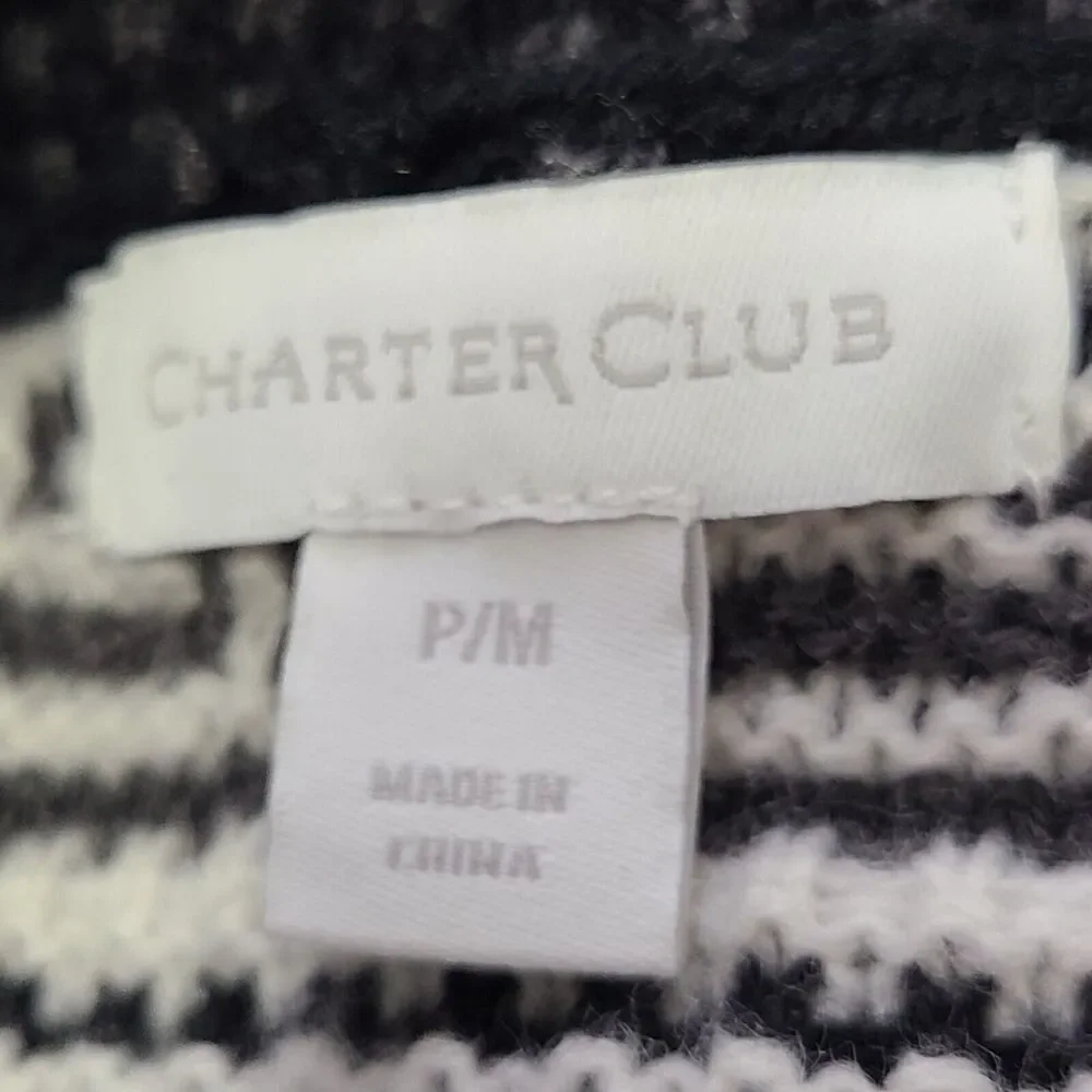Charter Club Long Sleeve Gray Striped Open‎ Cardigan Shrug Womens SZ PM Career